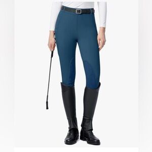 Santiny Women’s Equestrian Riding Breeches Blue Size Small Knee Patch Tights